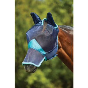 Weatherbeeta - Fluemaske, Comfitec Deluxe Fine Meshmaske Med �rer & N�se - COB / Navy/Turkis