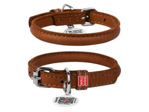 Rundsyet l�derhalsb�nd, Brun, 53 - 63 cm