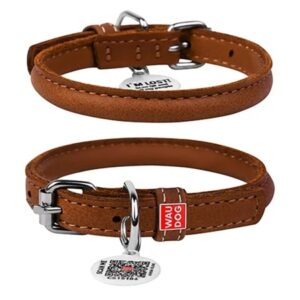 Rundsyet l�derhalsb�nd, Brun, 20 - 25 cm
