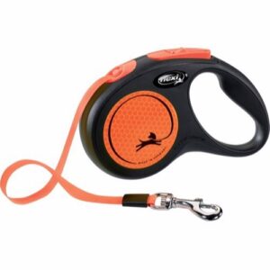 Flexi Neon,  B�nd line, Small, Orange, 5M, Max 15kg