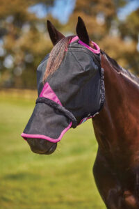 Weatherbeeta - Fluemaske, Comfitec Deluxe Durable Meshmaske med n�se - PONY / Lilla/Sort
