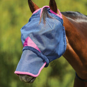 Weatherbeeta - Fluemaske, Comfitec Deluxe Durable Meshmaske med n�se - WARMBLOOD / Sort/Lilla