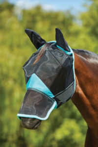 Weatherbeeta - Fluemaske, Comfitec Deluxe Fine Meshmaske Med �rer & N�se - FULL / Sort/Turkis