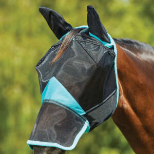Weatherbeeta - Fluemaske, Comfitec Deluxe Fine Meshmaske Med �rer & N�se - COB / Sort/Turkis