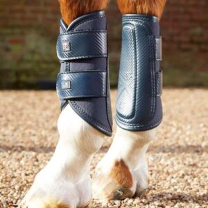Premier Equine Carbon Air-Tech Double Locking Brushing Boots - L, Navy