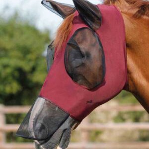 Premier Equine Comfort Lycra Xtra insektmaske med mulenet - Vinr�d, L