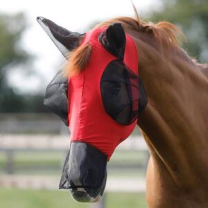 Premier Equine Comfort Lycra Xtra insektmaske med mulenet - R�d, M