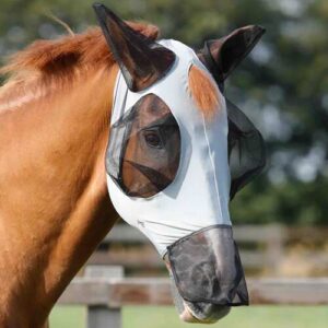 Premier Equine Comfort Lycra Xtra insektmaske med mulenet - Lys gr�, S