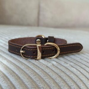 Hundehalsb�nd i brun oksel�der - Small / 22-29 cm