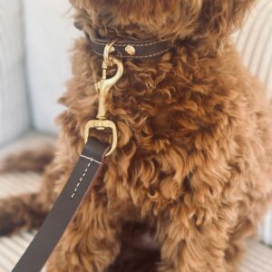 Hundesnor i brun l�der 140cm - 140 cm