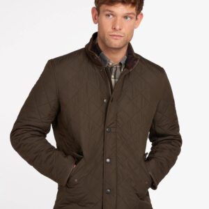 Barbour - Jakke, herre, Powell Quilt - Olive/Forest Mist / M