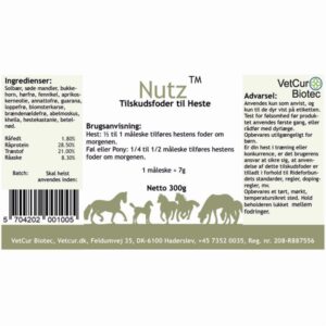 Vetcur Nutz pulver tilskud til hest, 300g
