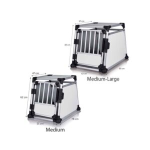 Transportbur til hunde, aluminum, 55 × 62 × 78 cm