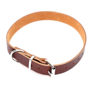 Brunt hunde halsb�nd i l�der, l�der halsrem 25 mm x 60 cm