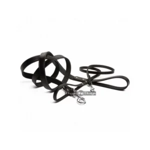 Buff Hundeline i l�der (Sort)