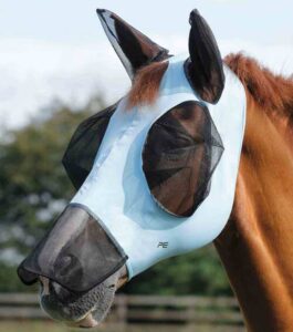 Premier Equine Comfort Lycra Xtra insektmaske med mulenet - Lys bl�, S