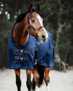 Kentucky - Stald d�kken med imiteret kaninpels, Stable rug 0 g, Navy - Black/black / 130cm