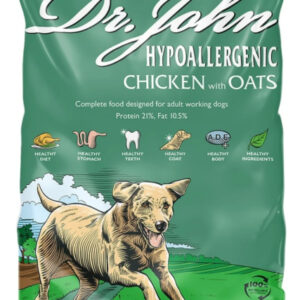 12,5 kg Dr. John Hypoallergenic Chicken - hvedefrit foder med kylling