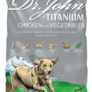 15 kg Dr. John Titanium - voksenfoder med kylling