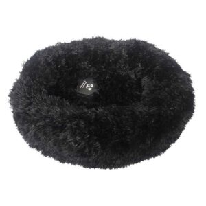 Beroligende Donut hundeseng Fluffy, Sort, Medium, 76 x 76 cm