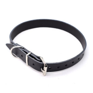 Sort hunde halsb�nd i l�der - Halsrem 25 mm x 60 cm