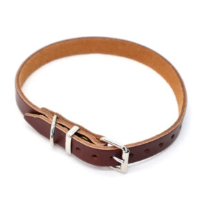 Brunt hunde halsb�nd i l�der, Halsrem 16 mm x 45 cm
