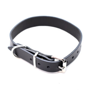 Sort halsb�nd i l�der - Halsrem 25 mm x 50 cm